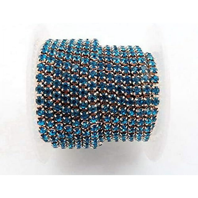HUGFEGWE 5Yard High Density 4mm Rhinestone Cup Chain Sew On Glue On DIY Trimming-Crystal Rhinestones for Crafts-Rhinestones for Sewing-Rhinestone Close Chain-Rhinestone Chain for Jewelry Making