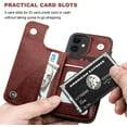 thumbnail image 4 of MYKOMI Compatible with iPhone 12 Mini Wallet Case with Card Holder, PU Leather Kickstand Card Slots Case, Double Magnetic Clasp and Durable Shockproof Cover 5.4 Inch(Brown), 4 of 7