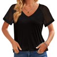 thumbnail image 4 of Blusa informal de manga corta con cuello en V para mujer OAVQHLG3B Store  lin121212, 4 of 4
