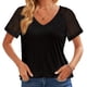 thumbnail image 4 of Blusa informal de manga corta con cuello en V para mujer OAVQHLG3B Store  lin121212, 4 of 4