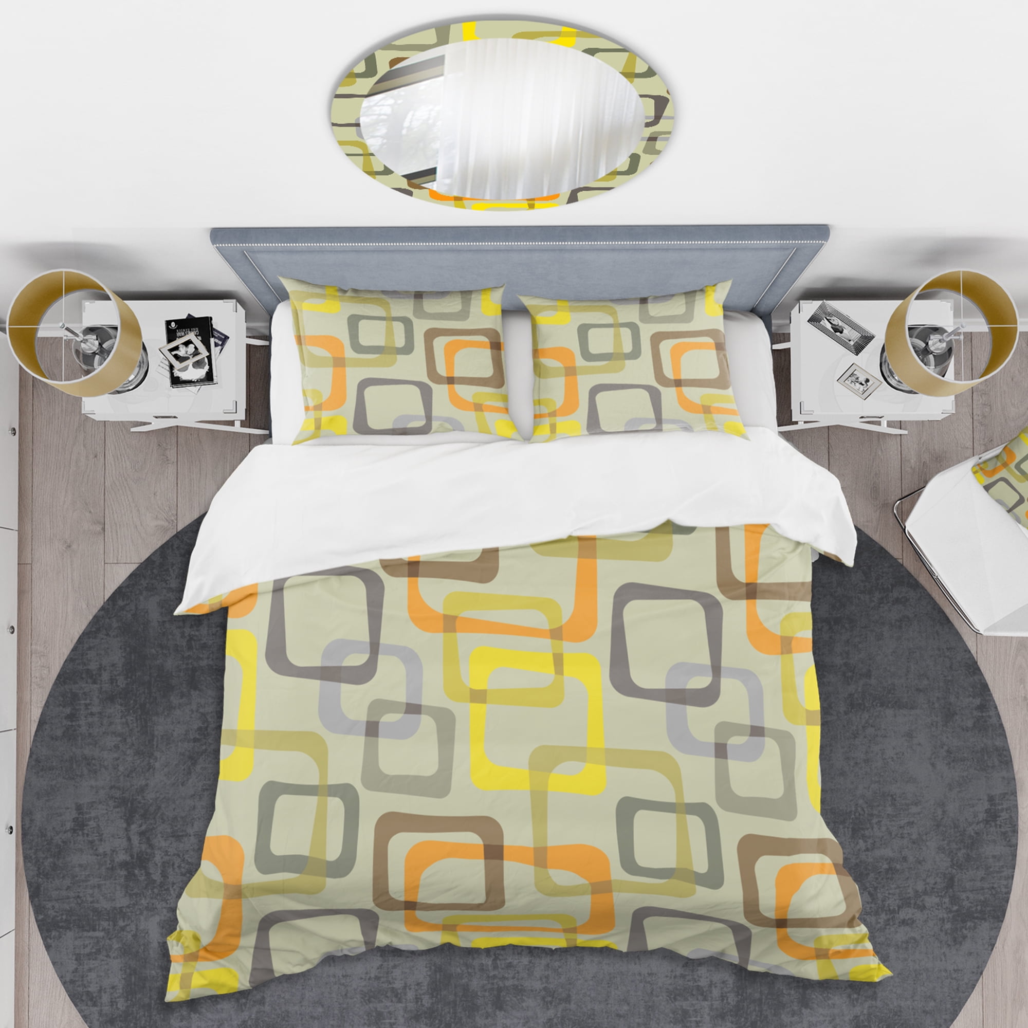 Designart 'Retro Square Design VII' Mid-Century Modern Duvet Cover Set