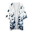 thumbnail image 4 of Dyegold Women's Beach Kimono Coverup Sheer Chiffon Cover Ups Casual Loose 3/4 Sleeve Floral Open Front Boho Cardigan Tops, 4 of 5