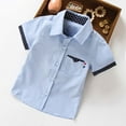 thumbnail image 2 of TAIAOJING Boy Eye-Catching T-Shirts Polka Dot Printed Patchwork Short Sleeve Turndown Collar Medium And Young Child Polo Tshirts Button Up Top With Pocket Kids Durable Playsuit Sunsuit Clothes, 2 of 5