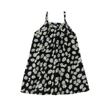

Toddler Kids Girls Dresses Summer Strap Print Beach Princess Dress Casual Clothes 6Y