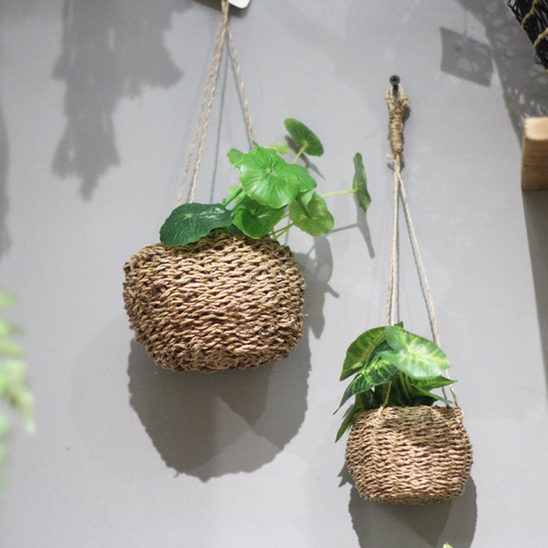Plant Hanging Basket Outdoor Plant Pot Wall Mounted Plant Holder Weave  Basket Hanging Wicker Planter Hanging Baskets for Plants Indoor Wicker  Storage ...