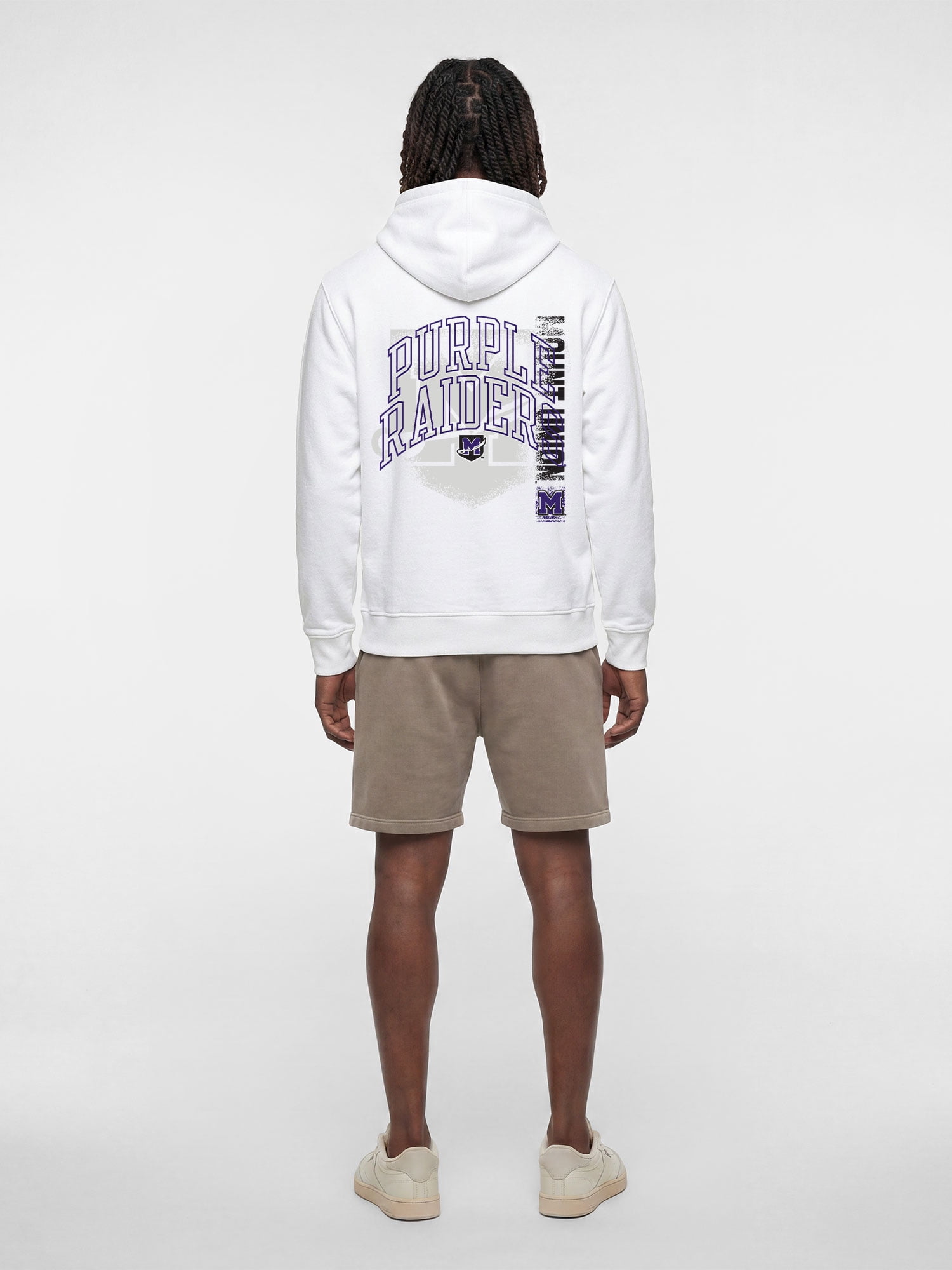 Mount Union Purple Raiders Reebok Mens White Hooded Sweatshirt