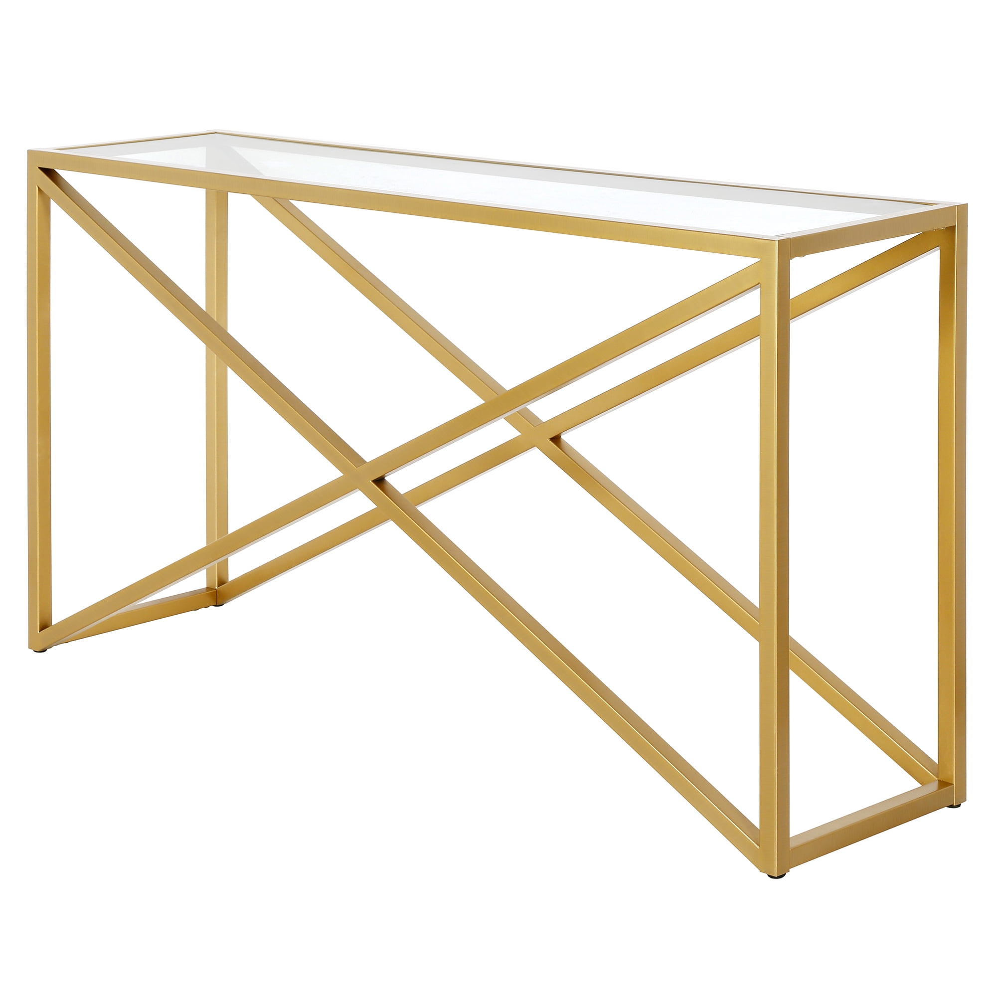 Evelyn&Zoe Calix 55" Wide Rectangular Console Table, Brass