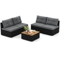 thumbnail image 2 of Costway 5 Piece Outdoor Furniture Set with Seat & Back Cushions Acacia Wood Tabletop Gray, 2 of 10