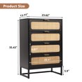 thumbnail image 3 of YOCWO Farmhouse 4 Drawer Rattan Dresser, Black, 24" Wide, 3 of 6