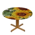 thumbnail image 3 of HAOXIT Yellow Sunflower on Vintage Retro Newspaper Tablecloth Waterproof For Round Tablecloths Washable Polyester Table Cloths, Table Cloth For Buffet Party 46-50, 3 of 8