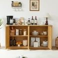 thumbnail image 5 of Lisonu Contemporary Wave Shaped 64-Inch TV Stand with Rattan Doors in Natural Wood Finish, 5 of 11