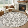 thumbnail image 2 of Sage Green Leaf Large Area Rugs for Bedroom Living Room, Soft Non Slip Carpet Bedside Rug, Retro Farmhouse Plant Floral Branch Round Floor Cover Kitchen Accent Rug 8' for Dining Room/Office, 2 of 9