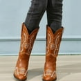 thumbnail image 6 of Fesfesfes Wide Calf Boots For Women Fashion Gothic Boots Printed Cowgirls Boots Casual Pointer Boots Low Heels Boots US:7.5(38), 6 of 6