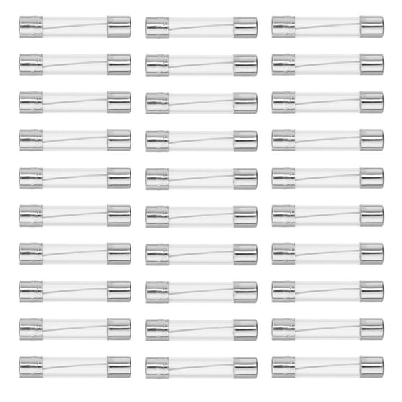 Unique Bargains 30pcs 12A Quick Blow Glass Tube Fuse Breaking Voltage 250V 6x30mm 0.24"x1.18" Fuse Glass Tube for Car