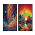 thumbnail image 2 of Designart "Visionary Rainbow Mystery Landscapes I" Abstract Landscape Framed Wall Art Set Of 2 - Modern Multicolor Gallery Wall Frame Set For Home Decor, 2 of 6