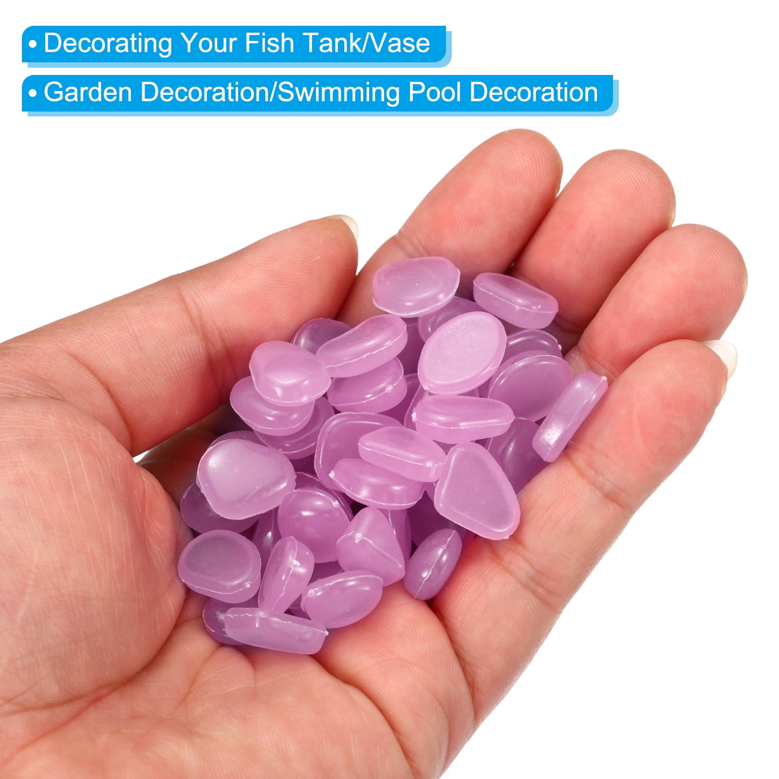 Unique Bargains 500Pack Glow Rocks 8-11mm Glow Pebbles Luminous Stones Decor Purple