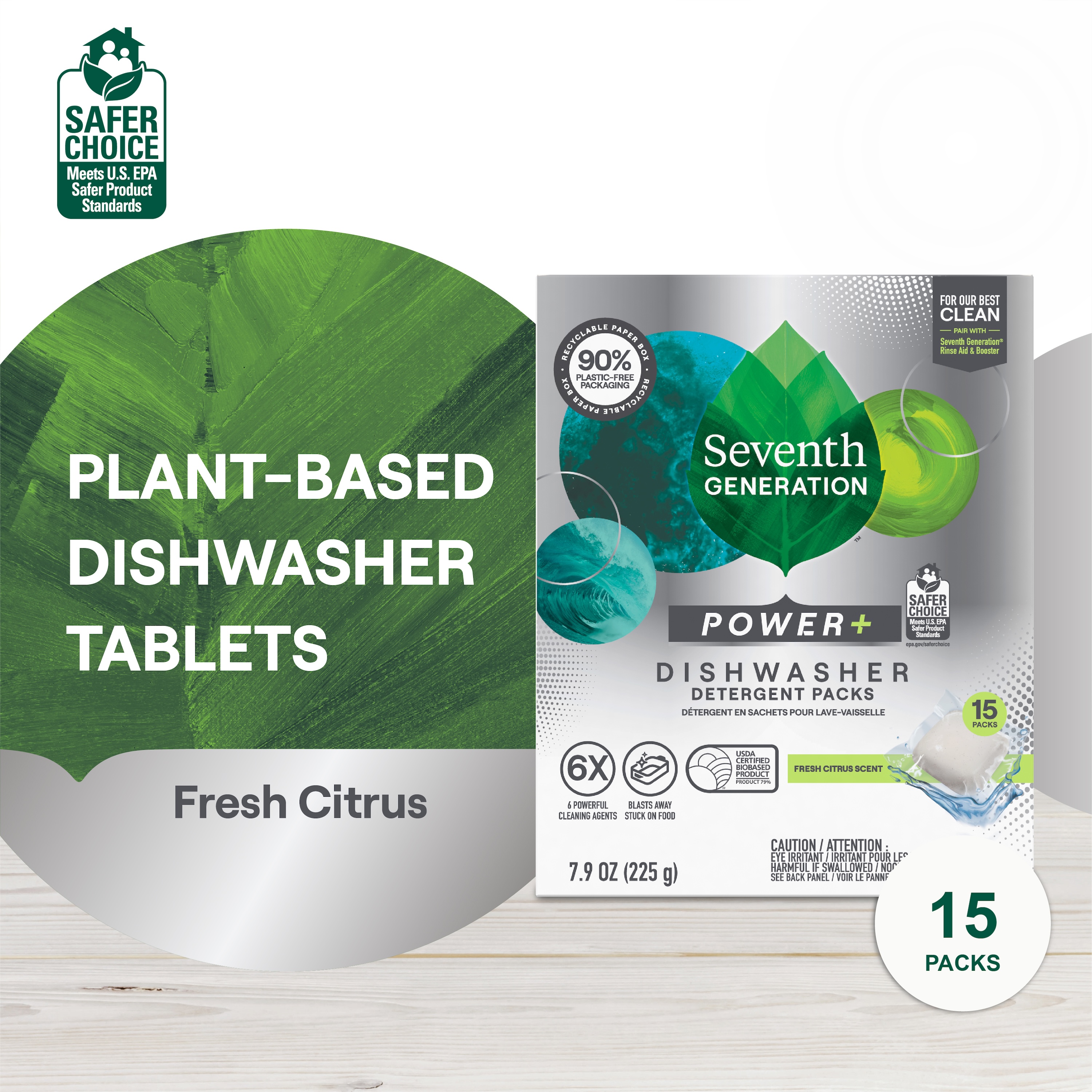 Seventh Generation Power Plus Dishwasher Packs, Citrus, 15 Count photo 3