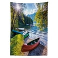 thumbnail image 3 of Ambesonne Scenery Tablecloth Rectangular Table Cover, Bohinj Lake with Boats, 60"x90", Multicolor, 3 of 4