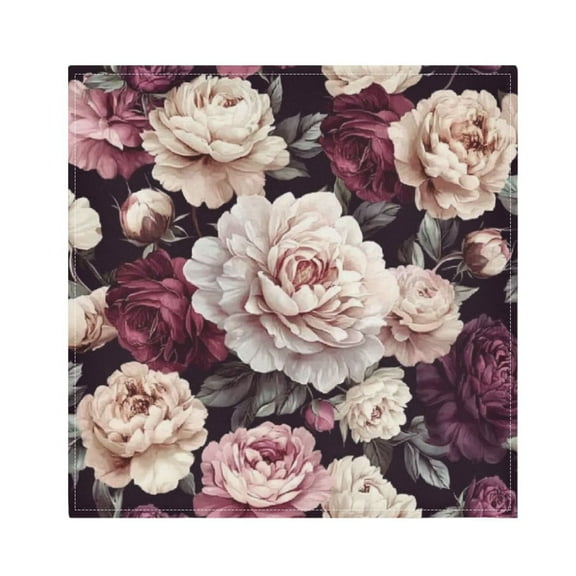 WOBOGO Milk White Peony Cloth Napkins 1 Piece Soft Elegant Touch Durable Absorbent Quick Drying for Elegant Dining