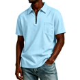 thumbnail image 2 of Fabrcox Men Polo Shirts Short Sleeve Quarter Zip Men's Collared Shirts Regular Fit Solid Color Athletic Casual Office Golf Shirts Men with Pockets Blue XXL, 2 of 5