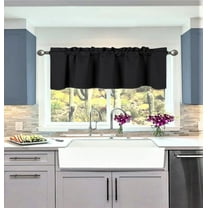 1 Kitchen valance thermal black solid rod pocket blackout window dressing filtering TVLO size 54" wide X 18" length