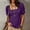 Purple, variant on Women's Square Neck Puff Short Sleeve Blouse Moss Olive Tone Solid Linen Slim Casual Top for Daily Summer Office Vacation Wear Blue S
