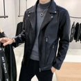 thumbnail image 4 of Chaqueta de traje de cuero de un solo pecho para hombre, abrigo corto recortado, blazer para hombre, ropa de primavera de moda, ropa sencilla, novedad en 2024, 4 of 5