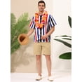 thumbnail image 3 of INSPIRE CHIC Camisa de verano con estampado de rayas arcoíris para hombre, camisas de manga corta con botones Blanco Azul Negro S, 3 of 6