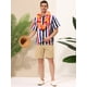 thumbnail image 3 of INSPIRE CHIC Camisa de verano con estampado de rayas arcoíris para hombre, camisas de manga corta con botones Blanco Azul Negro S, 3 of 6