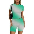 thumbnail image 2 of ZyeKqe Workout Sets for Women 2 Piece Athletic Outfits Crewneck Crop Going out Top and Biker Shorts Tracksuit, 2 of 4