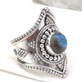 thumbnail image 2 of Blue Fire Labradorite Ring, 925 Silver Ring, Tribal Statement Ring, Designer Ring, Handmade Jewelry, Wide Band Ring, Personalized Gift Ring*, 2 of 4
