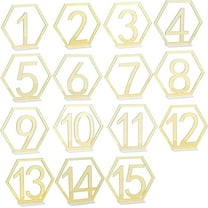 Auch 15 Pieces Gold Edge 1-15 Wedding Acrylic Cut-out Table Numbers with Stand Holders Hexagon Tables Centerpieces for Wedding Reception Decorations