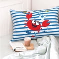 thumbnail image 3 of Goofa Red Funny Crab on Blue Stripe Print Plush Throw Pillow Case, Soft Velvet with Hidden Zipper, Decorative Cushion Cover for Sofa, Bed, Car, and Home Décor-16"x24", 3 of 5