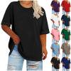 thumbnail image 6 of Women Cute Tops Sawvnm Women's Plus Size Round Neck Short Sleeved Spring/Summer Basic Shirt T-Shirt Top Tshirts for Women Black XL, 6 of 6