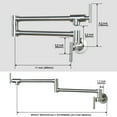 thumbnail image 4 of Wowow Solid Brass Pot Filler Faucet Wall Mount with Stretchable Double Joint Swing Arm in Brushed Nickel, 4 of 7
