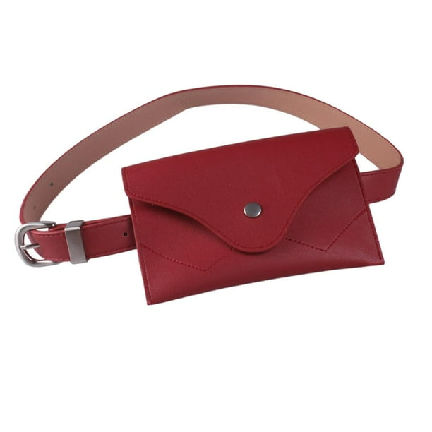 Bolso de cintura Soledad de cuero rojo Con Cartera de correa