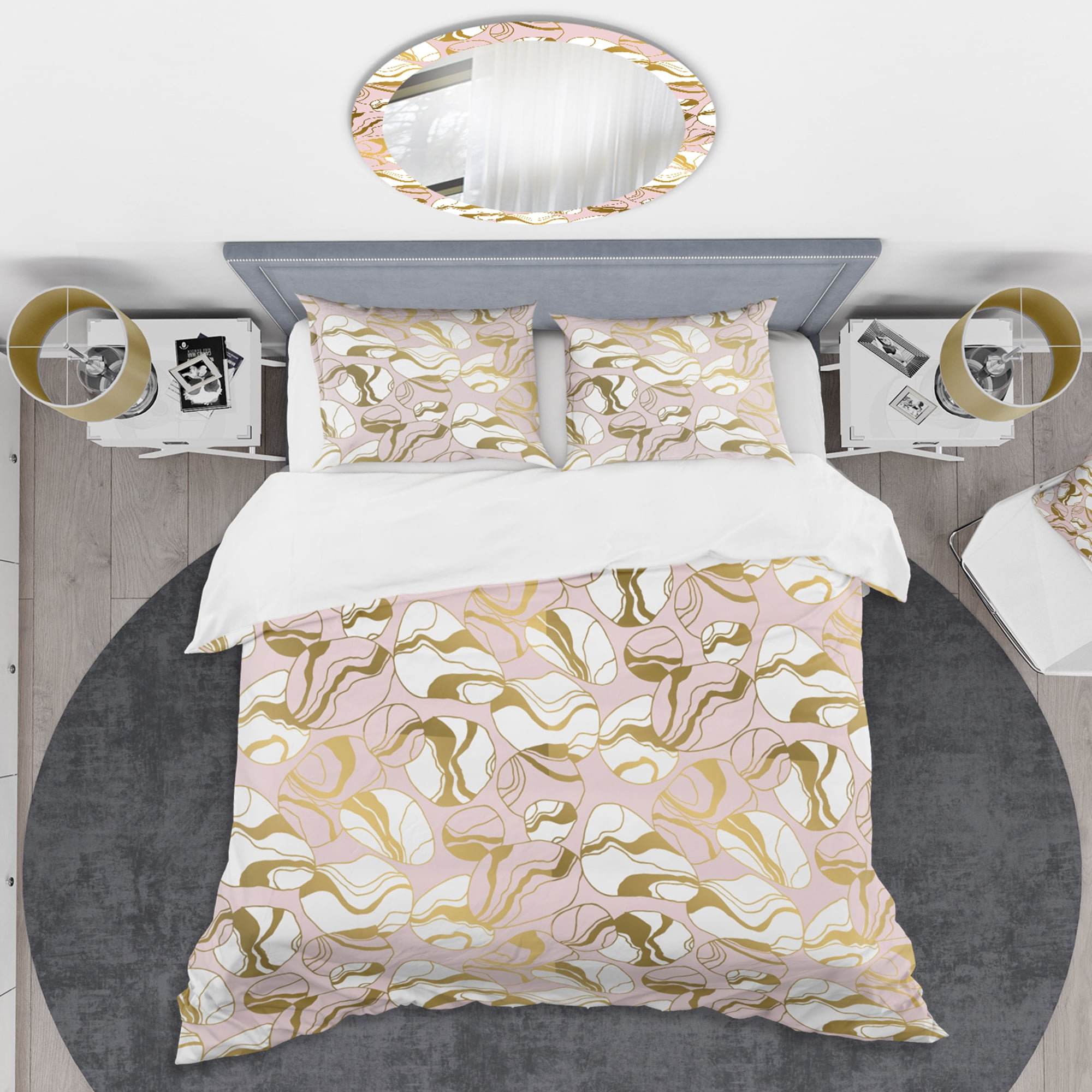 Designart 'Golden Marble II' Mid-Century Modern Duvet Cover Set
