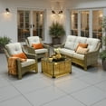 thumbnail image 5 of Ovios 4 Pieces Outdoor Furniture Set High Back All-Weather Wicker Patio Conversation Set with Solar Light Coffee Table, Gray, 5 of 10