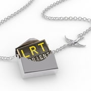 Locket Necklace LRT Airport Code for Lorient in a silver Envelope Neonblond
