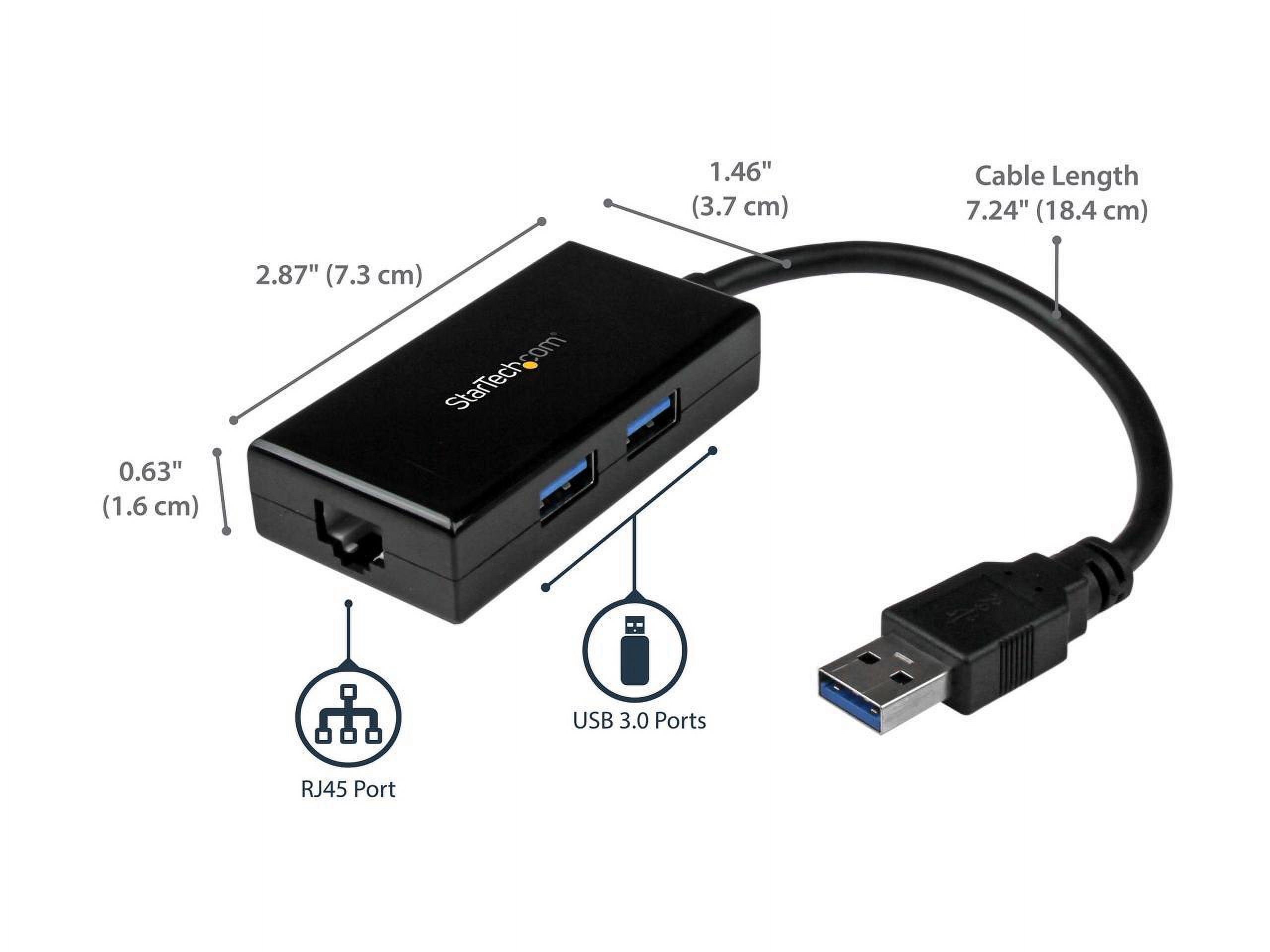 Startech USB 3.0 to Gigabit Network Adapter with Built-In 2-Port USB Hub - Native Driver Support (Windows, Mac and Chrome OS) - Add Gigabit Ethernet connectivity and two USB 3.0 ports to your lapto... - image 2 of 6