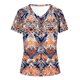 thumbnail image 3 of Camiseta de Manga Corta de la Mujer con Cuello en V Causal, Camiseta de Estante de Imitación de Moda de Verano, 3 of 5