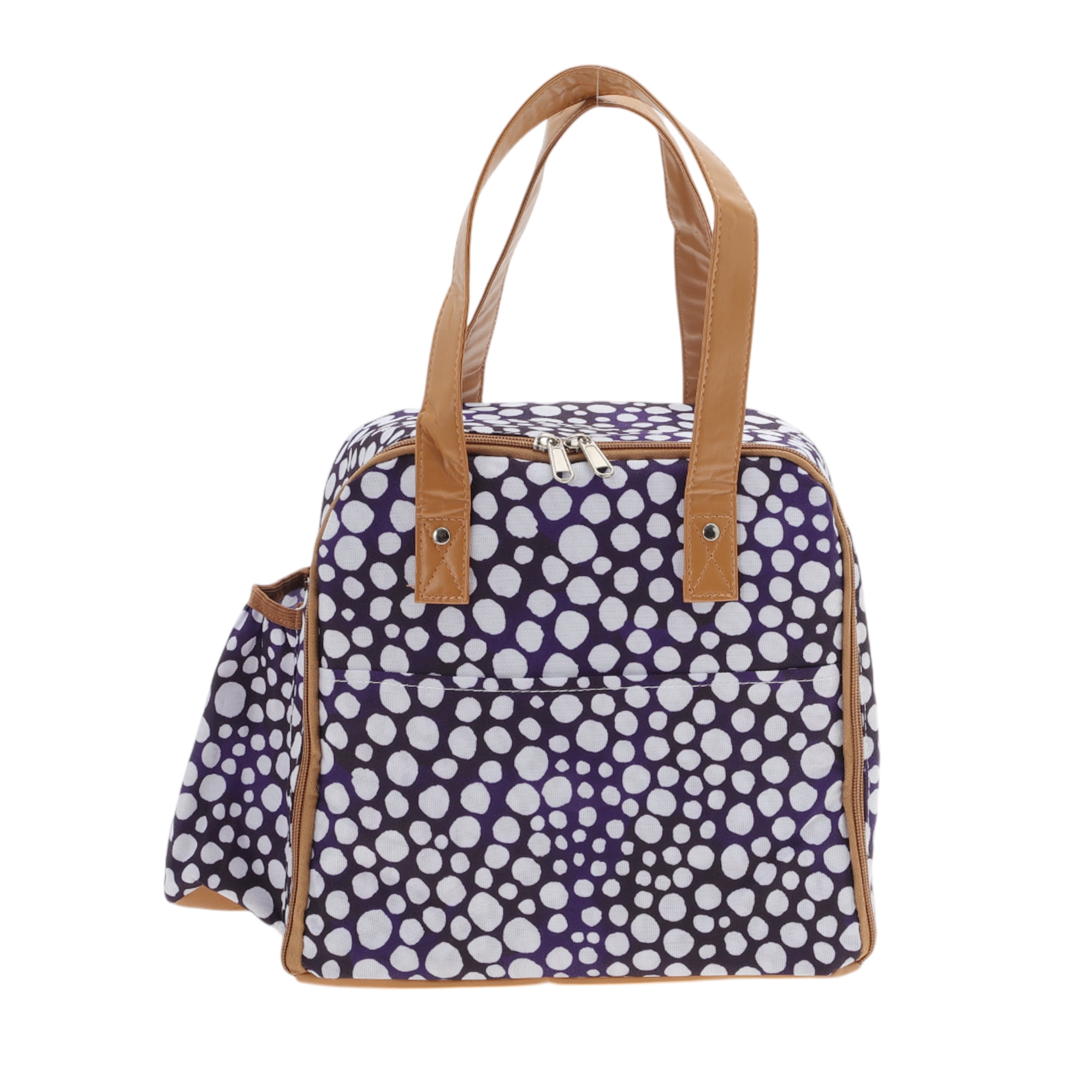 Unique Bargains Handheld Insulated Lunch Bag 1 Pc Blue, White [Dots]