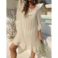 thumbnail image 2 of Beach Coverup Dress Crochet Hollow Out V Neck Swimwear Bikini Batwing Sleeve Swimsuit Cover Ups Bathing Suit Cover Up Alsol Lamesa, 2 of 6