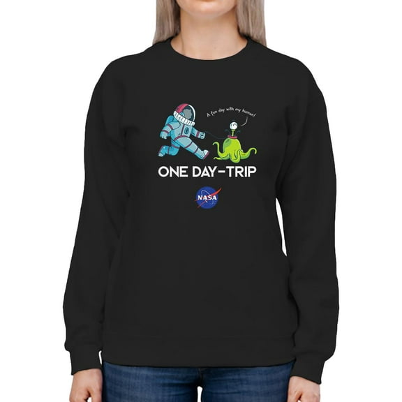 NASA Nasa Astronaut W Pet Alien Sweatshirt Women -NASA Designs, Female 4X-Large