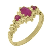 LBG British Made 10k Yellow Gold ring with Natural Ruby Womens Anniversary Ring - 33 size options - Size 11.25
