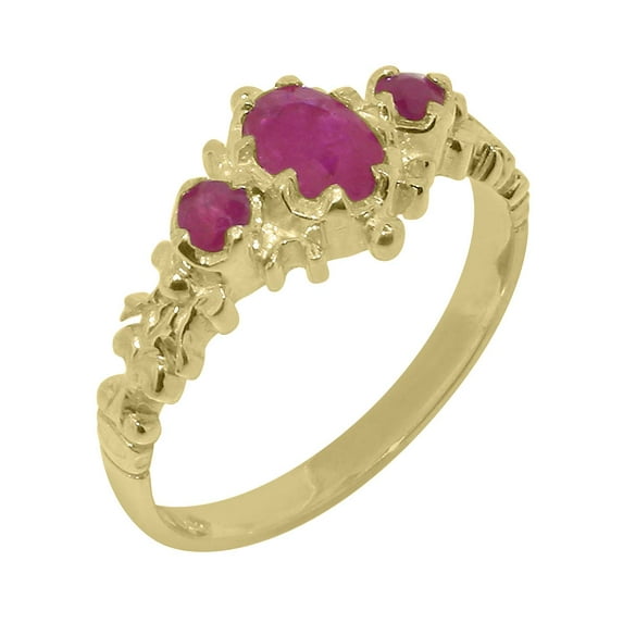 LBG British Made 9k Yellow Gold Natural Ruby Womens Statement Ring - 33 size options - Size 9.25