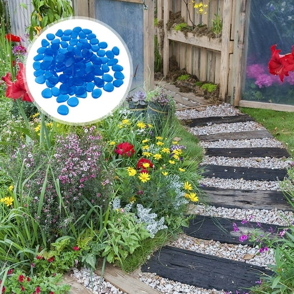 IBASETOY 100Pack Garden Stones Luminous Powder Glow in The Dark Landscape Rocks Navy