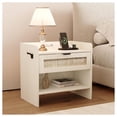 thumbnail image 2 of Bohemian rattan nightstand con type c estación de carga - 1 cajón y abiertos almacenamiento para dormitorio, oficina o sala de estar, 2 of 5
