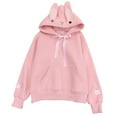 thumbnail image 3 of Women's Rabbit Ears Hoodie Blouse Long Sleeve Loose Fit Fashion Top Sweatshirt Comfortable Casual T-Shirt, 3 of 6