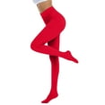 thumbnail image 2 of WTOBBY Women's Solid Color Sheer Pantyhose Tights, Candy Translucent High Waist Leggings for Daily Wear, Stretch Comfort Tights with Reinforced Toe, Seamless Design,Red, 2 of 5